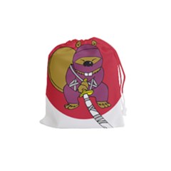 Ninja Beaver Animal Humor Joke Drawstring Pouch (medium) by Sudhe