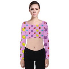 Slot Machine Wallpaper Velvet Long Sleeve Crop Top