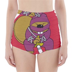 Ninja Beaver Animal Humor Joke High-waisted Bikini Bottoms by Sudhe