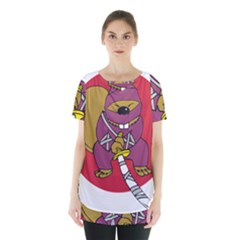 Ninja Beaver Animal Humor Joke Skirt Hem Sports Top by Sudhe