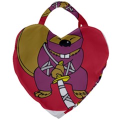 Ninja Beaver Animal Humor Joke Giant Heart Shaped Tote by Sudhe