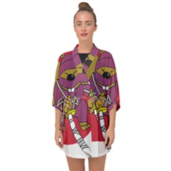 Ninja Beaver Animal Humor Joke Half Sleeve Chiffon Kimono by Sudhe