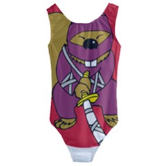 Ninja Beaver Animal Humor Joke Kids  Cut-out Back One Piece Swimsuit by Sudhe