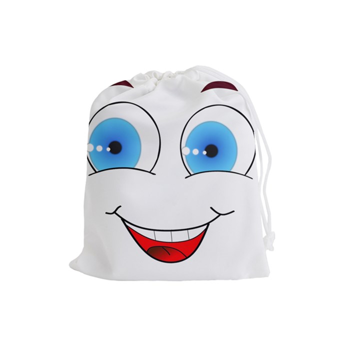 Smiley Face Laugh Comic Funny Drawstring Pouch (Large)