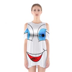 Smiley Face Laugh Comic Funny Shoulder Cutout One Piece Dress