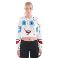 Smiley Face Laugh Comic Funny Cropped Sweatshirt by Sudhe