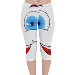 Smiley Face Laugh Comic Funny Velvet Capri Leggings 