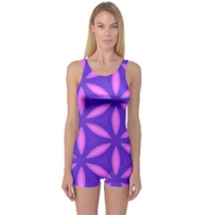 Purple One Piece Boyleg Swimsuit