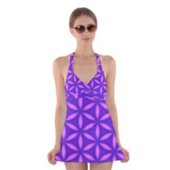 Purple Halter Dress Swimsuit 