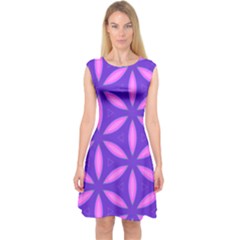 Purple Capsleeve Midi Dress