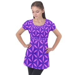 Purple Puff Sleeve Tunic Top