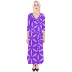 Purple Quarter Sleeve Wrap Maxi Dress