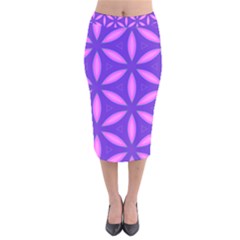 Purple Velvet Midi Pencil Skirt