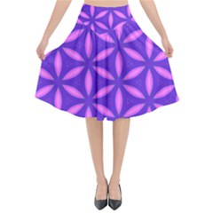 Purple Flared Midi Skirt