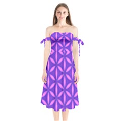 Purple Shoulder Tie Bardot Midi Dress