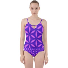 Purple Cut Out Top Tankini Set