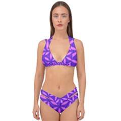 Purple Double Strap Halter Bikini Set