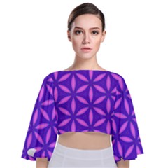 Purple Tie Back Butterfly Sleeve Chiffon Top