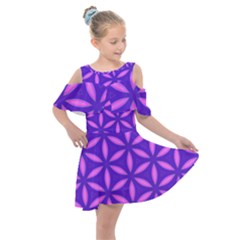 Purple Kids  Shoulder Cutout Chiffon Dress