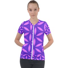 Purple Short Sleeve Zip Up Jacket