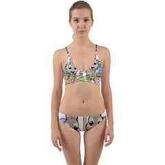 Graphic Kawaii Bunnies Wrap Around Bikini Set by Sudhe