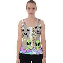 Graphic Kawaii Bunnies Velvet Tank Top by Sudhe