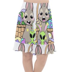 Graphic Kawaii Bunnies Fishtail Chiffon Skirt by Sudhe