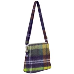 Yellow Plaid Flannel Zipper Messenger Bag by snowwhitegirl