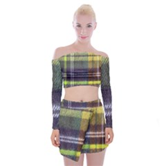 Yellow Plaid Flannel Off Shoulder Top With Mini Skirt Set by snowwhitegirl