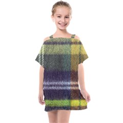 Yellow Plaid Flannel Kids  One Piece Chiffon Dress