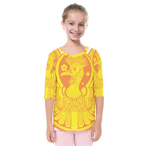 Phoenix Bird Legend Coin Fire Kids  Quarter Sleeve Raglan Tee by Sudhe