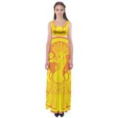 Phoenix Bird Legend Coin Fire Empire Waist Maxi Dress by Sudhe