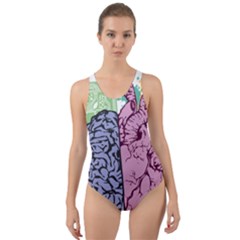 Brain Heart Balance Emotion Cut-out Back One Piece Swimsuit by Sudhe