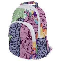 Brain Heart Balance Emotion Rounded Multi Pocket Backpack by Sudhe