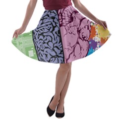 Brain Heart Balance Emotion A-line Skater Skirt by Sudhe