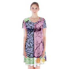 Brain Heart Balance Emotion Short Sleeve V-neck Flare Dress by Sudhe