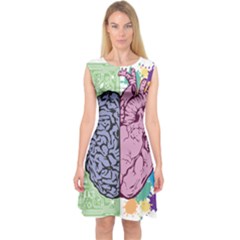 Brain Heart Balance Emotion Capsleeve Midi Dress by Sudhe