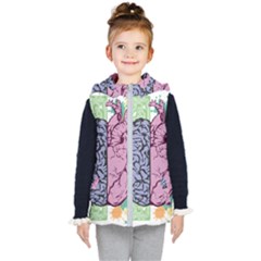 Brain Heart Balance Emotion Kids  Hooded Puffer Vest by Sudhe