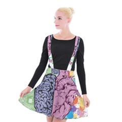 Brain Heart Balance Emotion Suspender Skater Skirt by Sudhe