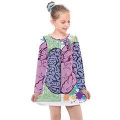 Brain Heart Balance Emotion Kids  Long Sleeve Dress by Sudhe