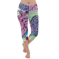 Brain Heart Balance Emotion Lightweight Velour Capri Yoga Leggings by Sudhe