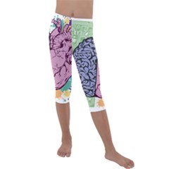 Brain Heart Balance Emotion Kids  Lightweight Velour Capri Leggings  by Sudhe