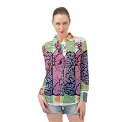 Brain Heart Balance Emotion Long Sleeve Chiffon Shirt