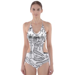 Egyptian Hieroglyphics History Seb Cut-out One Piece Swimsuit by Sudhe