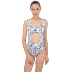 Egyptian Hieroglyphics History Seb Center Cut Out Swimsuit by Sudhe