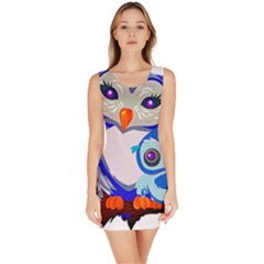 Owl Mother Owl Baby Owl Nature Bodycon Dress by Sudhe