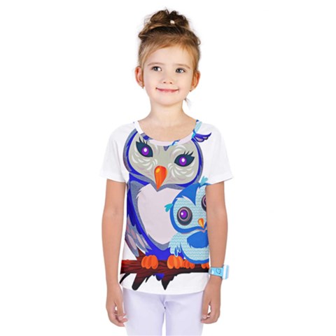 Owl Mother Owl Baby Owl Nature Kids  One Piece Tee by Sudhe