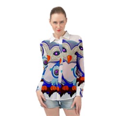 Owl Mother Owl Baby Owl Nature Long Sleeve Chiffon Shirt