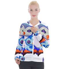 Owl Mother Owl Baby Owl Nature Casual Zip Up Jacket by Sudhe