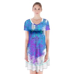 Tattoo Tardis Seventh Doctor Doctor Short Sleeve V-neck Flare Dress by Sudhe